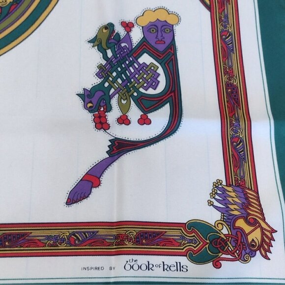 Vintage Book Of Kells Irish Gaelic Scarf Womens Square 27 X 27 - Picture 4 of 8